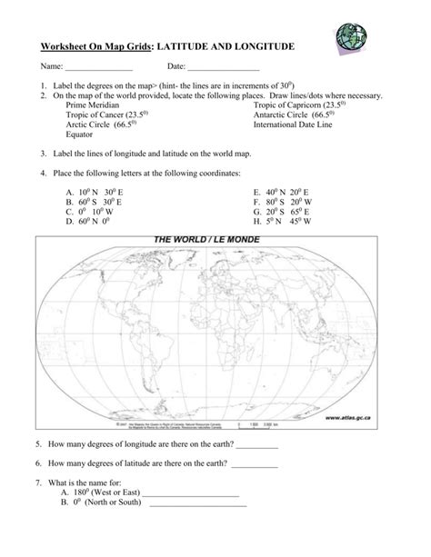latitude longitude and time worksheet answers